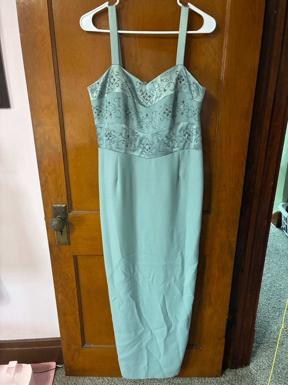 #31 - Sleeveless Mint Lace Bodice Maxi Dress